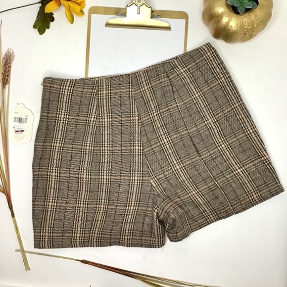 Altar’d State Skort Plaid Brown Houndstooth Lined - Picture 5 of 13